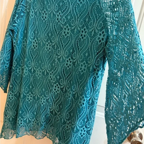 Brittany Black Teal Lace Blouse - Picture 9 of 9